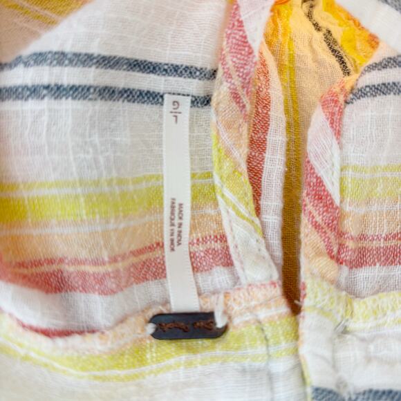 Free People Summer Nights Dress – Boho Mini Tunic in Sunray Combo, Size L - Picture 7 of 7